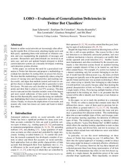 LOBO -- Evaluation of Generalization Deficiencies in Twitter Bot
  Classifiers