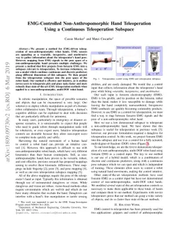 EMG-Controlled Non-Anthropomorphic Hand Teleoperation Using a Continuous
  Teleoperation Subspace