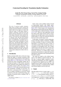 Contextual Encoding for Translation Quality Estimation