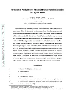 Momentum Model-based Minimal Parameter Identification of a Space Robot