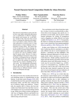 Neural Character-based Composition Models for Abuse Detection