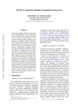 MTNT: A Testbed for Machine Translation of Noisy Text