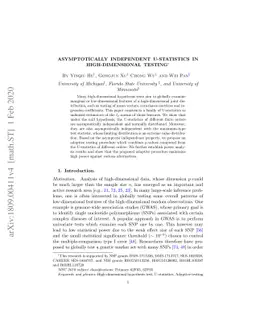 Asymptotically Independent U-Statistics in High-Dimensional Testing