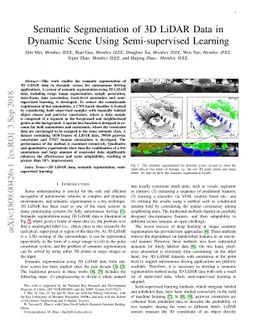 Semantic Segmentation of 3D LiDAR Data in Dynamic Scene Using
  Semi-supervised Learning