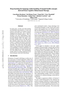 Deep learning for language understanding of mental health concepts
  derived from Cognitive Behavioural Therapy