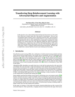Transferring Deep Reinforcement Learning with Adversarial Objective and
  Augmentation