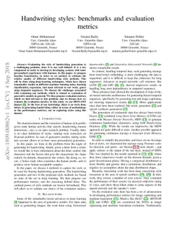 Handwriting styles: benchmarks and evaluation metrics