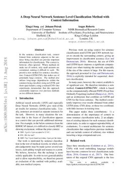 A Deep Neural Network Sentence Level Classification Method with Context
  Information
