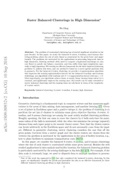 Faster Balanced Clusterings in High Dimension