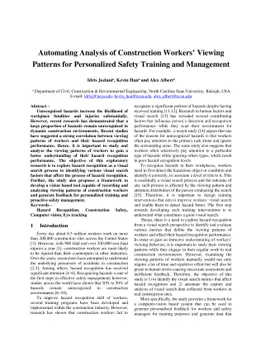Automating Analysis of Construction Workers Viewing Patterns for
  Personalized Safety Training and Management