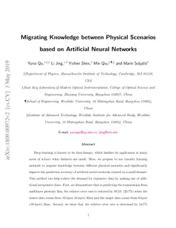 Migrating Knowledge between Physical Scenarios based on Artificial
  Neural Networks