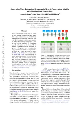 Generating More Interesting Responses in Neural Conversation Models with
  Distributional Constraints