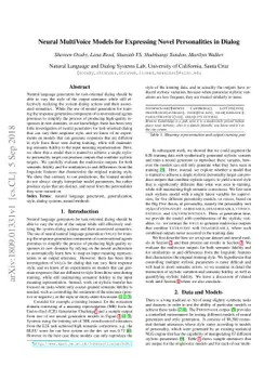 Neural MultiVoice Models for Expressing Novel Personalities in Dialog