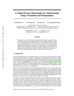 A Unified Feature Disentangler for Multi-Domain Image Translation and
  Manipulation