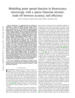Modelling Point Spread Function in Fluorescence Microscopy with a Sparse
  Combination of Gaussian Mixture: Trade-off between Accuracy and Efficiency