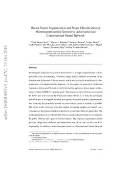 Breast Tumor Segmentation and Shape Classification in Mammograms using
  Generative Adversarial and Convolutional Neural Network