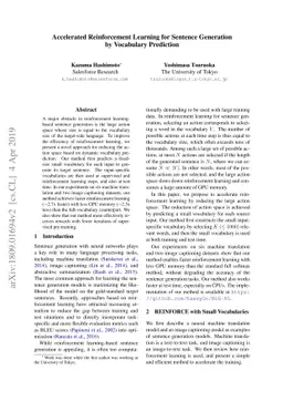 Accelerated Reinforcement Learning for Sentence Generation by Vocabulary
  Prediction