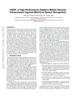 HASP: A High-Performance Adaptive Mobile Security Enhancement Against
  Malicious Speech Recognition