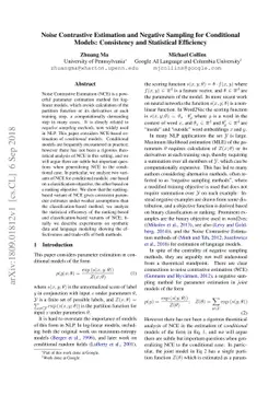 Noise Contrastive Estimation and Negative Sampling for Conditional
  Models: Consistency and Statistical Efficiency