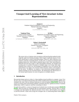 Unsupervised Learning of View-invariant Action Representations