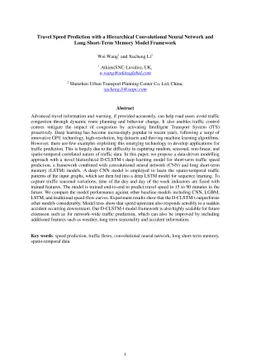 Travel Speed Prediction with a Hierarchical Convolutional Neural Network
  and Long Short-Term Memory Model Framework