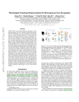Disentangled Variational Representation for Heterogeneous Face
  Recognition