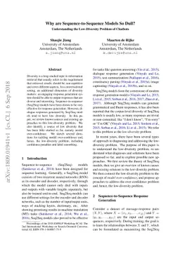 Why are Sequence-to-Sequence Models So Dull? Understanding the
  Low-Diversity Problem of Chatbots