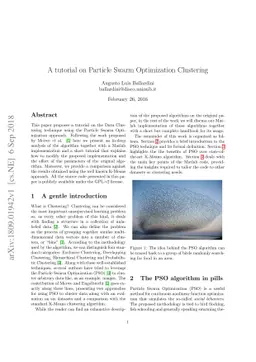 A tutorial on Particle Swarm Optimization Clustering