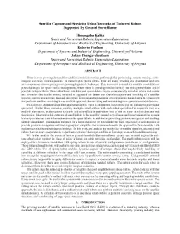 Satellite Capture and Servicing Using Networks of Tethered Robots
  Supported by Ground Surveillance