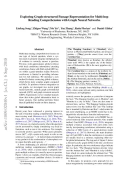 Exploring Graph-structured Passage Representation for Multi-hop Reading
  Comprehension with Graph Neural Networks