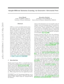 Sample-Efficient Imitation Learning via Generative Adversarial Nets