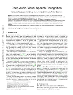 Deep Audio-Visual Speech Recognition