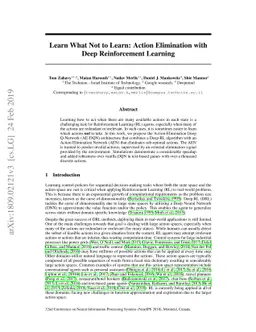 Learn What Not to Learn: Action Elimination with Deep Reinforcement
  Learning