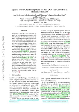 Upcycle Your OCR: Reusing OCRs for Post-OCR Text Correction in Romanised
  Sanskrit
