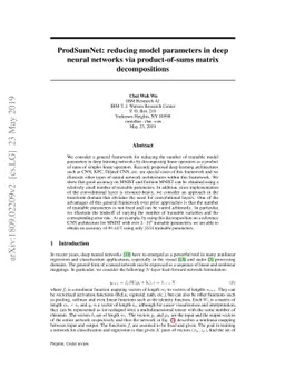 ProdSumNet: reducing model parameters in deep neural networks via
  product-of-sums matrix decompositions