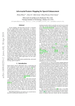 Adversarial Feature-Mapping for Speech Enhancement