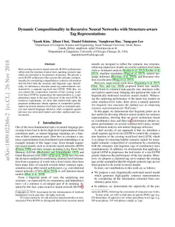 Dynamic Compositionality in Recursive Neural Networks with
  Structure-aware Tag Representations