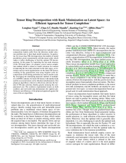 Tensor Ring Decomposition with Rank Minimization on Latent Space: An
  Efficient Approach for Tensor Completion