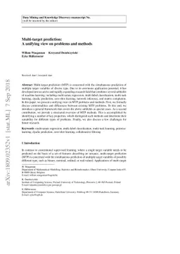 Multi-Target Prediction: A Unifying View on Problems and Methods