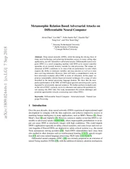 Metamorphic Relation Based Adversarial Attacks on Differentiable Neural
  Computer