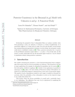 Posterior Consistency in the Binomial $(n,p)$ Model with Unknown $n$ and
  $p$: A Numerical Study