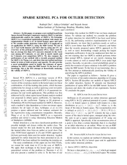 Sparse Kernel PCA for Outlier Detection