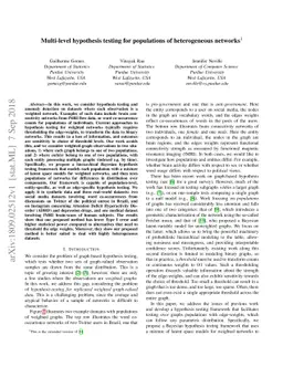 Multi-level hypothesis testing for populations of heterogeneous networks