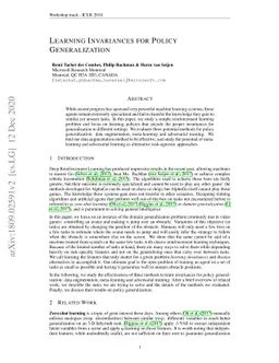 Learning Invariances for Policy Generalization
