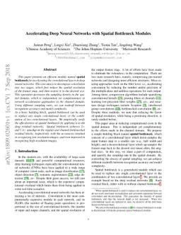 Accelerating Deep Neural Networks with Spatial Bottleneck Modules
