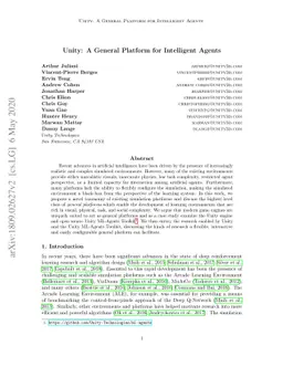 Unity: A General Platform for Intelligent Agents