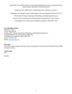 DreamNLP: Novel NLP System for Clinical Report Metadata Extraction using
  Count Sketch Data Streaming Algorithm: Preliminary Results