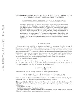 Multiresolution analysis and adaptive estimation on a sphere using
  stereographic wavelets