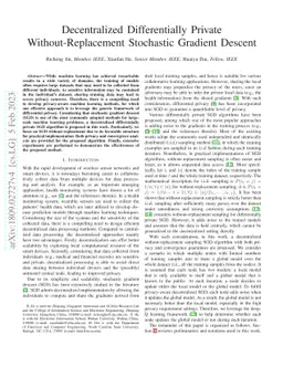Decentralized Differentially Private Without-Replacement Stochastic
  Gradient Descent