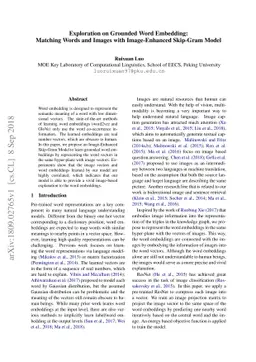 Exploration on Grounded Word Embedding: Matching Words and Images with
  Image-Enhanced Skip-Gram Model